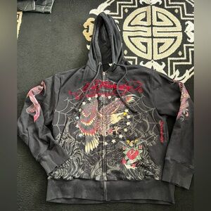 Vintage Ed Hardy zip up hoodie Size XLL USED